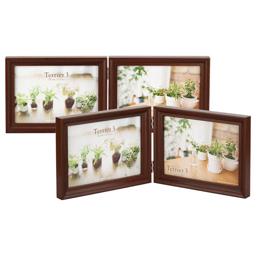 フォトフレーム テリア3 2Lサイズ 2面（ヨコ・ヨコ） ブラウン