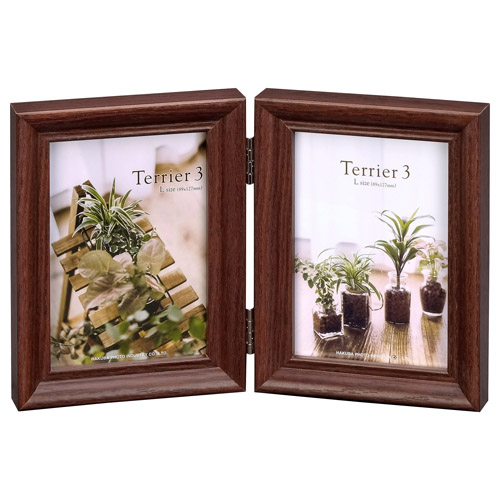 フォトフレーム テリア3 Lサイズ 2面（タテ・タテ） ブラウン