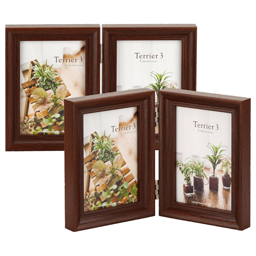フォトフレーム テリア3 Lサイズ 2面(タテ・タテ) ブラウン