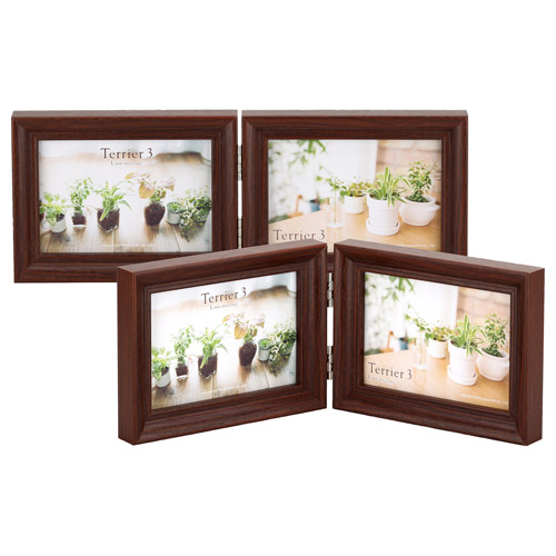 フォトフレーム テリア3 Lサイズ 2面(ヨコ・ヨコ) ブラウン