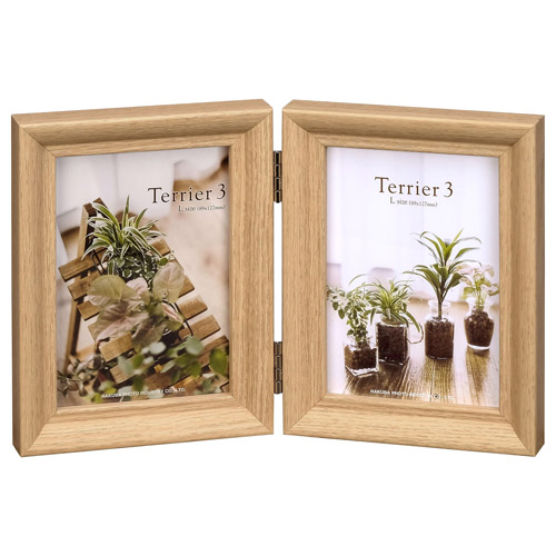 フォトフレーム テリア3 Lサイズ 2面（タテ・タテ） ナチュラル