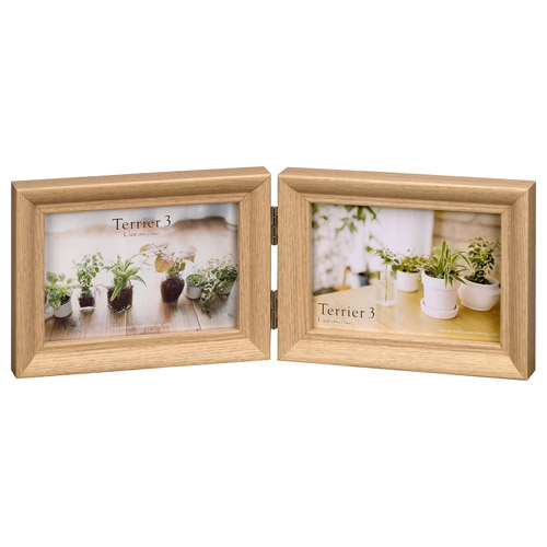 フォトフレーム テリア3 Lサイズ 2面（ヨコ・ヨコ） ナチュラル