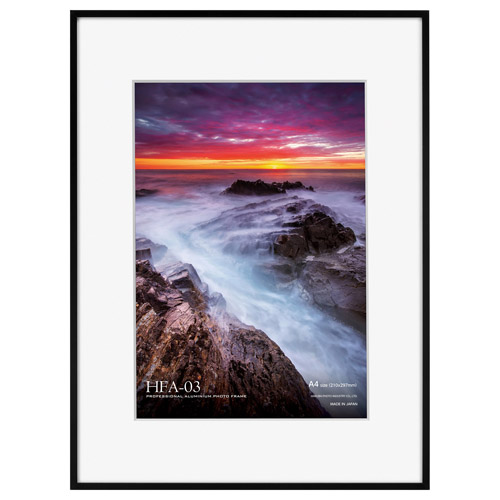アルミ額縁 HFA-03 A4サイズ ブラック［ホワイトマット］