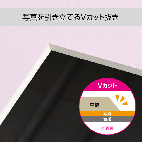 写真台紙 メモリアル台紙 蓮 2Lサイズ 1面（ヨコ） うすべに