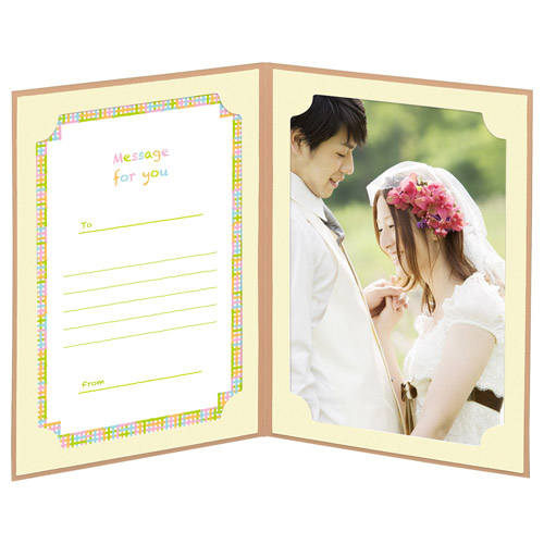 写真台紙 ランス ドゥ 2L（カビネ）サイズ 2面（タテ・タテ） ベージュ