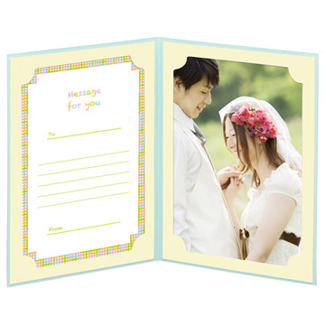 写真台紙 ランス ドゥ 2L（カビネ）サイズ 2面（タテ・タテ） ブルー