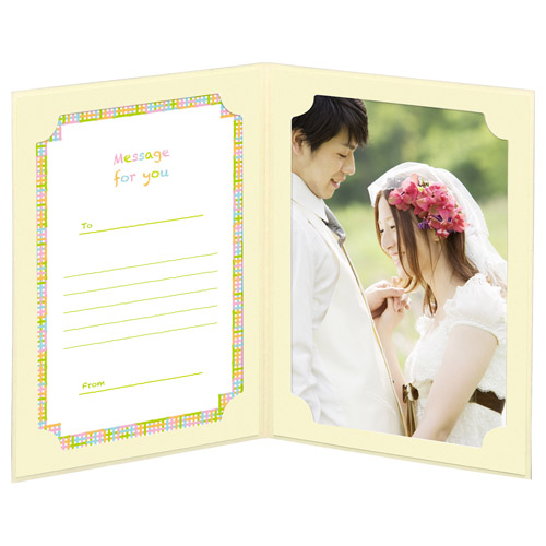 写真台紙 ランス ドゥ 2L(カビネ)サイズ 2面(タテ・タテ) クリーム