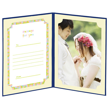 写真台紙 ランス ドゥ 2L（カビネ）サイズ 2面（タテ・タテ） ネイビー