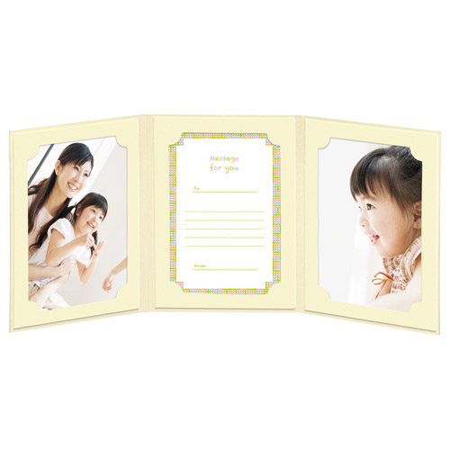 写真台紙 ランス ドゥ Lサイズ 3面（タテ・タテ・タテ） クリーム