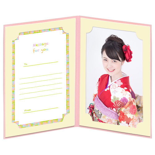 写真台紙 ランス ドゥ ポストカードサイズ 2面（タテ・タテ） ピンク