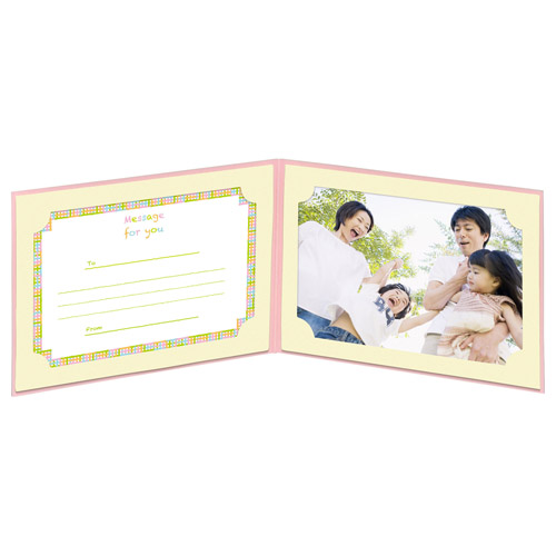 写真台紙 ランス ドゥ ポストカードサイズ 2面（ヨコ・ヨコ） ピンク