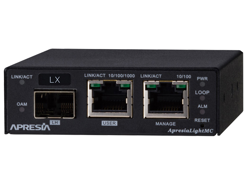 ApresiaLightMC-LX SNMP管理機能付メディアコンバーター 10/100/1000M、SMF2芯、最大5km伝送