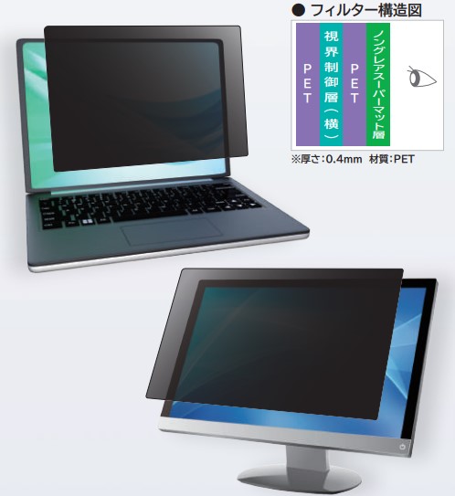 覗き見防止フィルター Looknon-N9 モバイル・ノートPC用 15.6インチ（16：9）