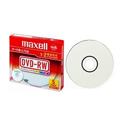 データ用DVD-RW 2倍 記憶容量4.7GB 5枚パック1枚ずつプラケース入