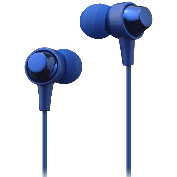 カナル型ヘッドホン（スマホ用マイク付） ダークブルー