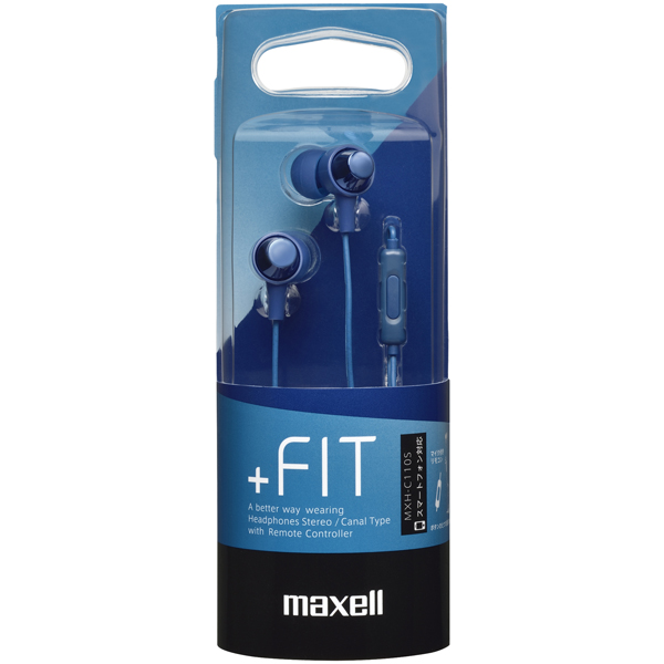 カナル型ヘッドホン(スマホ用マイク付) ダークブルー