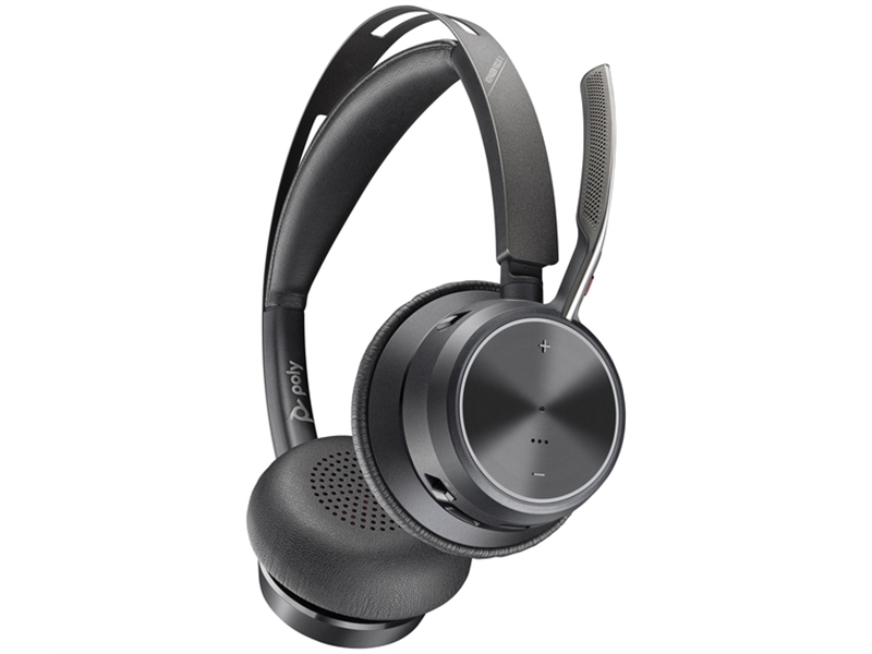Poly Voyager Focus 2 USB-Cドングル付 +USB-A 変換アダプタ付 充電スタンド付 両耳 ワイヤレスモデル ノイズキャンセリングマイク搭載