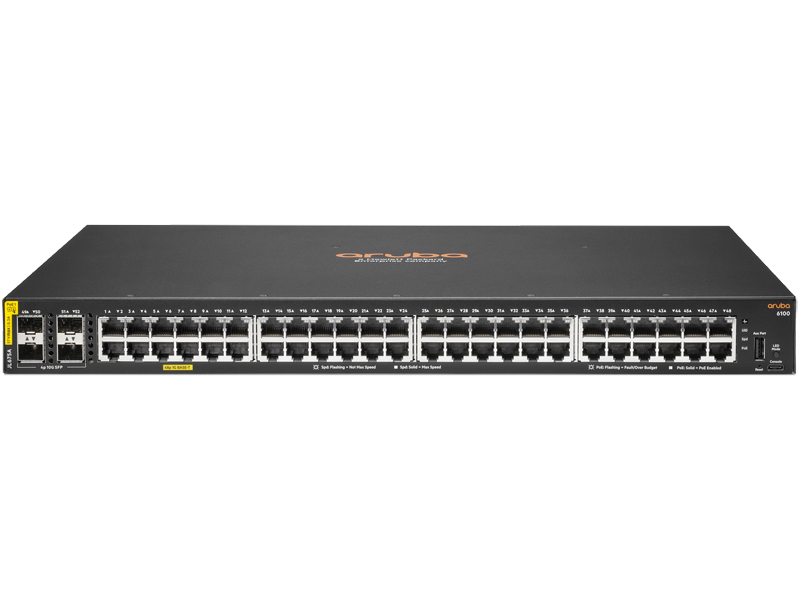 HPE Aruba Networking CX 6100 48G Class4 PoE 4SFP+ 370W Switch