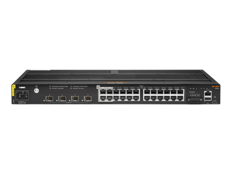HPE Aruba Networking CX 4100i 24G (20 Class4 PoE and 4 Class6 PoE) 4SFP+ Switch