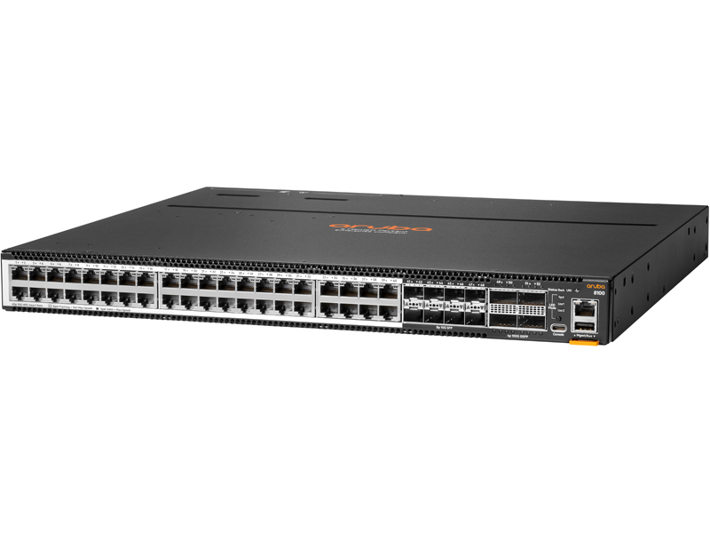 HPE Aruba Networking CX 8100 40XGT 8SFP+ 4QSFP28 Front-to-Back 3Fan 2PSU Switch Bundle