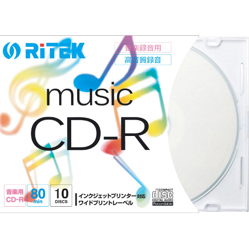 RiTEK 音楽用CD-R 80分 10枚パック スリムケース入り