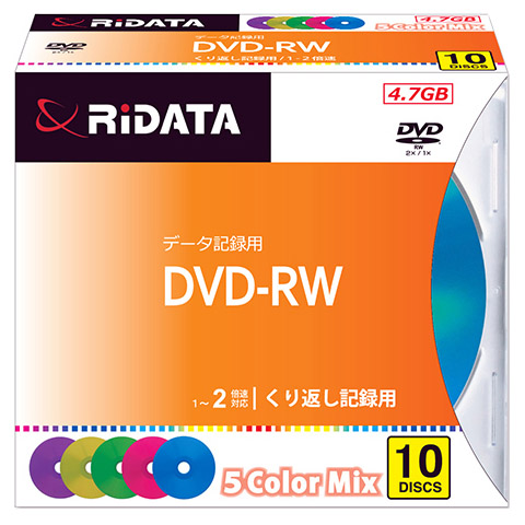 RiDATA データ用DVD-RW 4.7GB 10枚パックカラーミックス （スリムケース）
