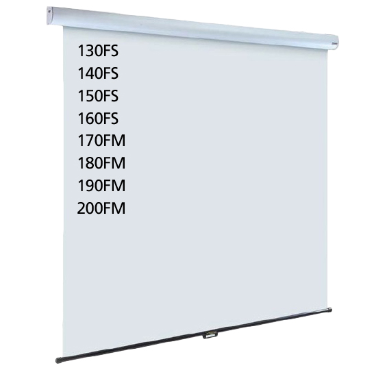 手動式130インチ 大型スプリングロール式天吊スクリーン （アスペクトフリー）