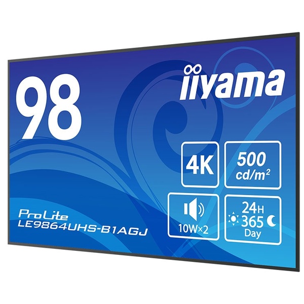 サイネージディスプレイ 98型/3840×2160/HDMI、USB-C/ブラック/スピーカーあり/Android搭載/VA方式パネル/3年保証