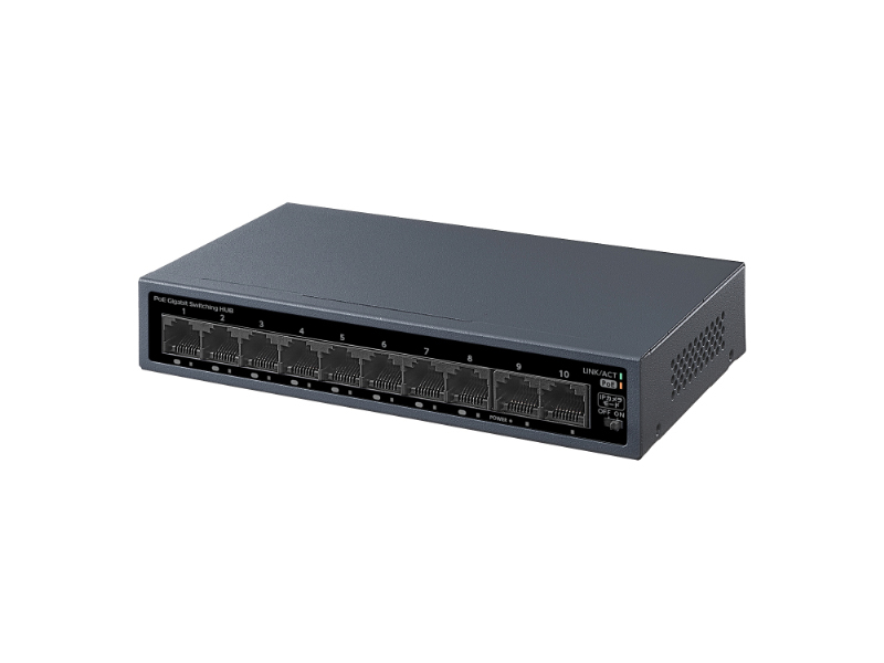 IEEE802.3at準拠 10ポートL2アンマネージGigabit PoEハブ