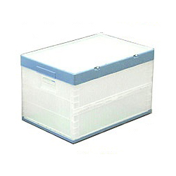 フタ付おりたたみコンテナ (クリア/ブルー)