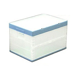 フタ付おりたたみコンテナ (クリア/ブルー)