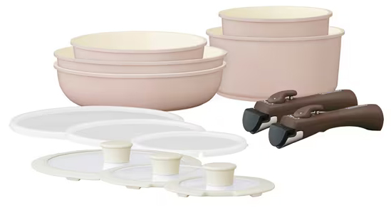 セラミックカラーパン13点セット グレイッシュピンク