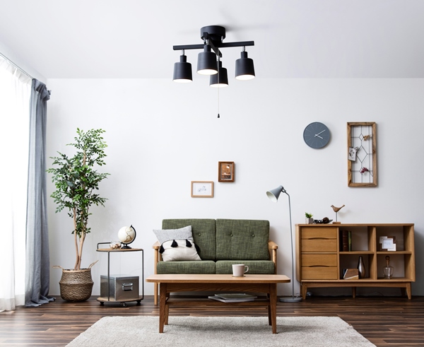 4灯シーリングライト クロスタイプ ブラック