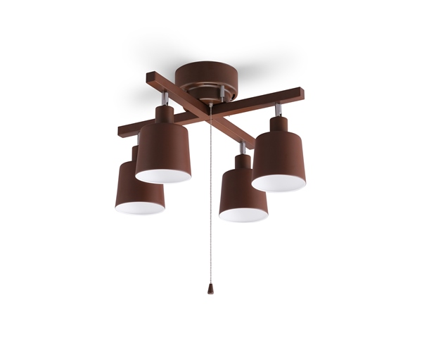 4灯シーリングライト クロスタイプ ブラウン