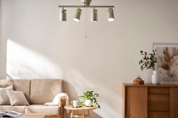 4灯シーリングライト メタリックシルバー