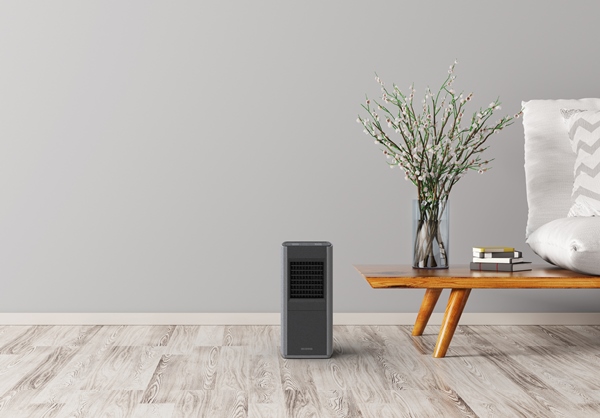 大風量セラミックファンヒータースリム グレー