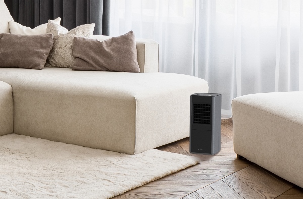 大風量セラミックファンヒータースリム グレー