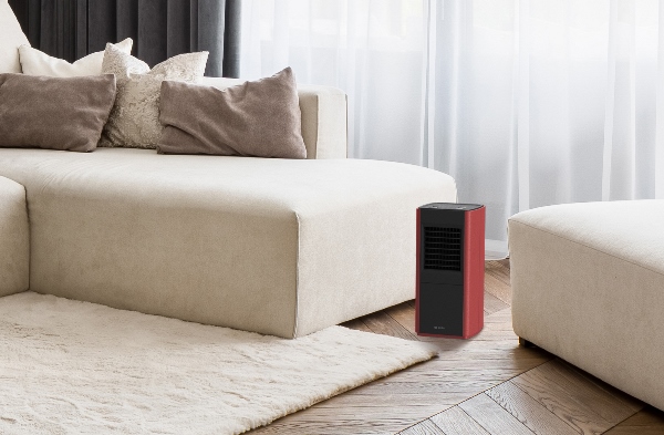 大風量セラミックファンヒータースリム レッド