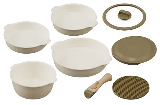 お皿になるフライパン8点セット アイボリー