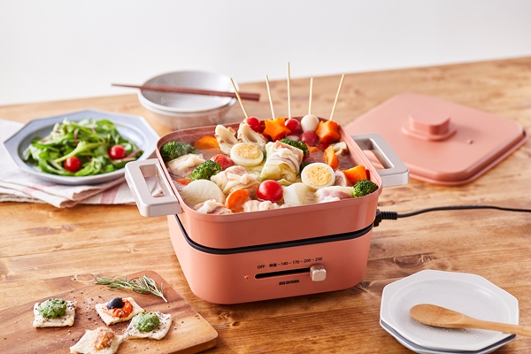 グリル鍋 3枚プレート オレンジ