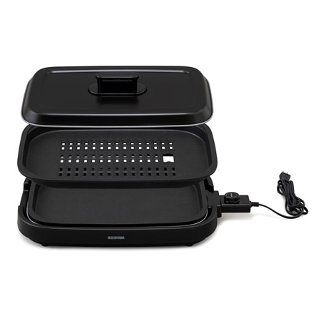 網焼き風ホットプレート 2枚プレート ブラック