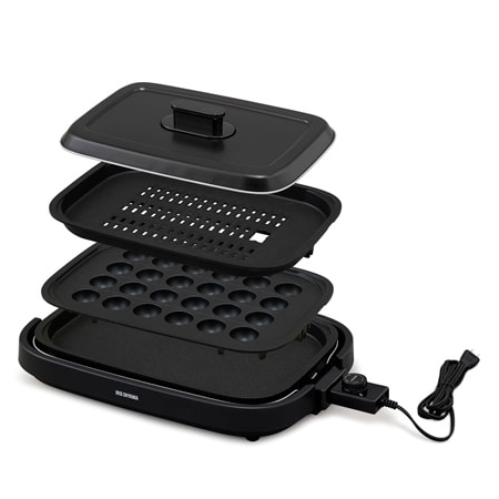 網焼き風ホットプレート 3枚プレート ブラック