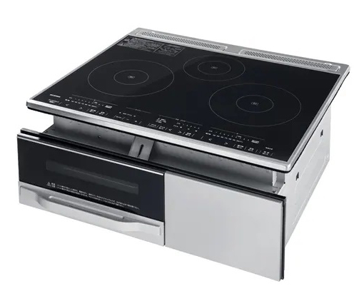 3口ビルトインIHクッキングヒーター 200V ブラック