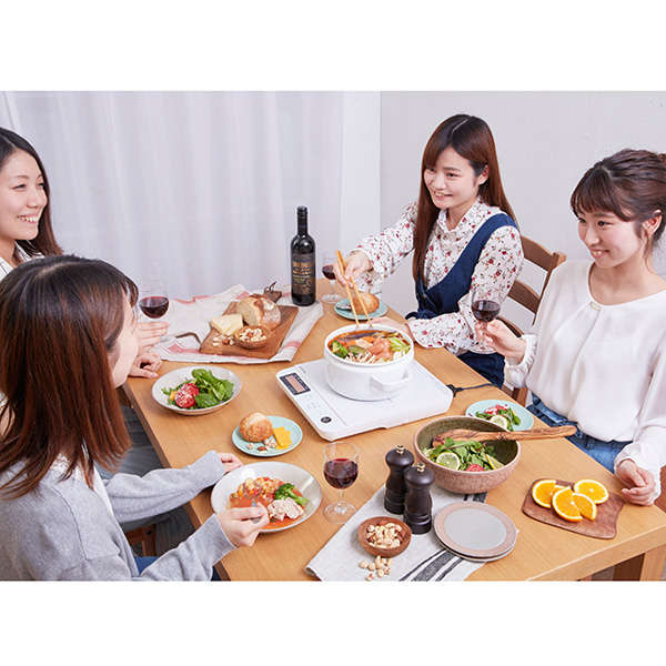 IHコンロ 1400W 液晶付き ホワイト