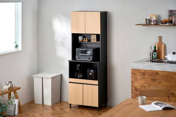 キッチンキャビネット ナチュラル/ブラック