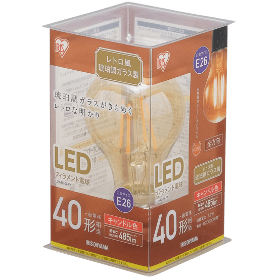 LEDフィラメント電球 レトロ球 E26 40形相当