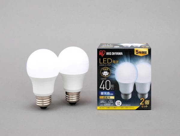 LED電球 E26 広配光 40形相当 昼光色 2個セット
