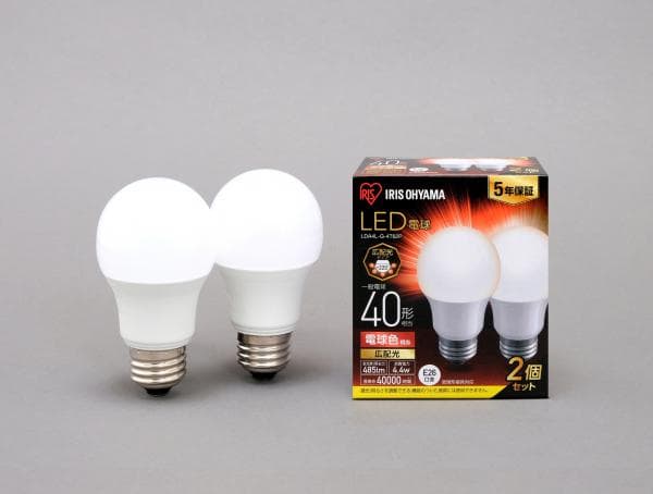 LED電球 E26 広配光 40形相当 電球色 2個セット