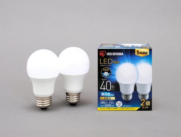 LED電球 E26 広配光 40形相当 昼白色 2個セット