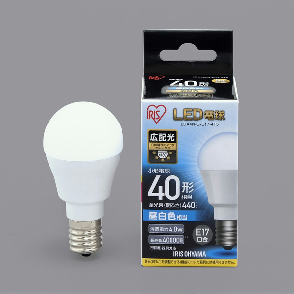 LED電球 E17 広配光 40形相当 昼白色